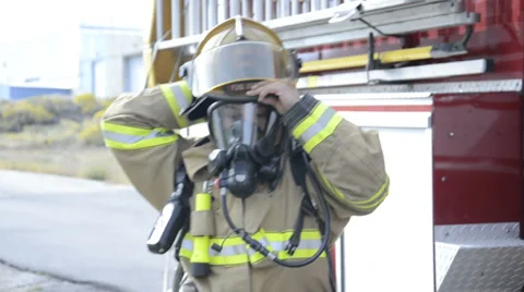 Fireman suiting up Video stock 31823285