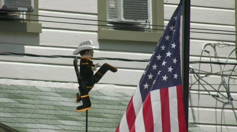 Fireman windmill and american flag Video stock 785740