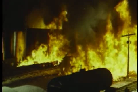 Firemen arriving at scene of fire Stock Footage 11350581