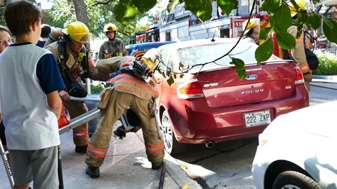 Firemen building PC table Stock Footage 116026816