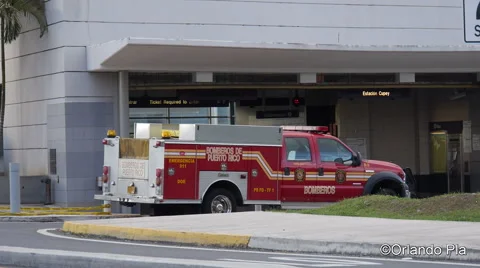 Firemen emergency response truck with blinking lights Stock Footage 58760710