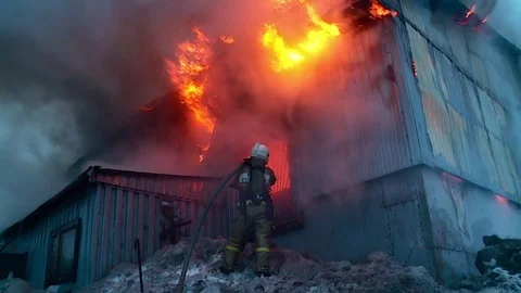 Firemen is fighting with fire. Stock Footage 72913088