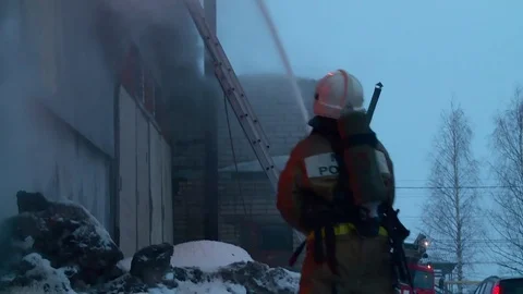 Firemen is fighting with fire. Stock Footage 72913095