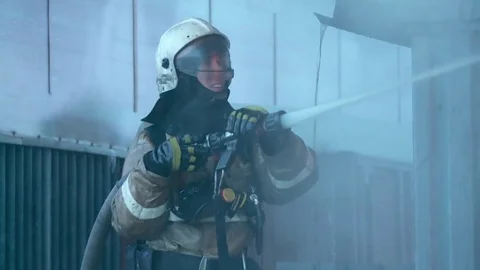 Firemen is fighting with fire. Stock Footage 72913099