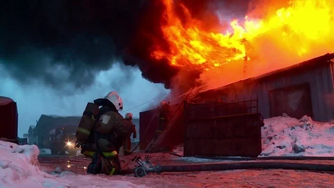 Firemen is fighting with fire. Stock Footage 72913152