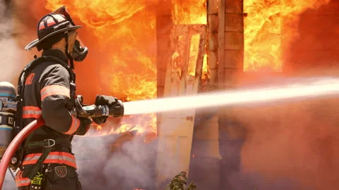 Firemen Fighting House Fire 動画素材 197446815