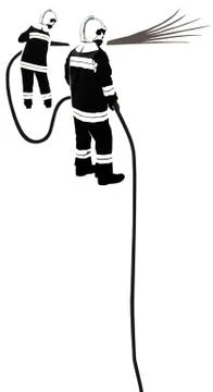 Firemen with Hose 스톡 일러스트