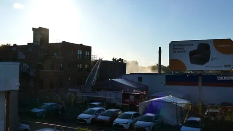Firemen intervention at evening Stock Footage 119903636