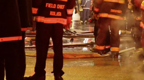 Firemen Legs only Stock Footage 644866