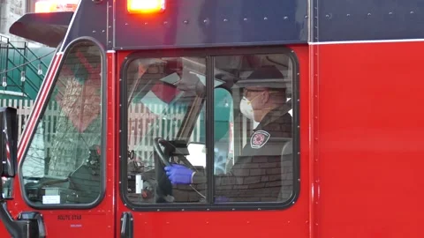 Firemen with mask driving Video stock 138542110