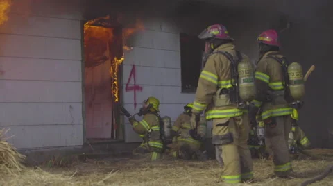 Firemen points to where to spray water Stock Footage 60983520