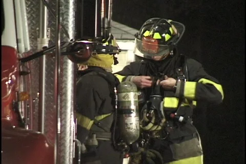 Firemen Preparing Gear Stock Footage 297515
