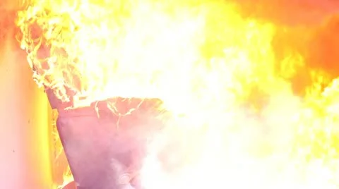 Firemen Put Out Mattress Fire Stock Footage 18194795