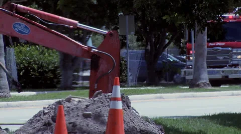 Firemen setting up for suppressing spray of gas main break 動画素材 27866471