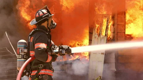 Firemen Spraying Flames 動画素材 197447739