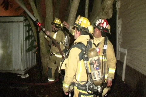 Firemen Stand Back And Hose House 動画素材 852099