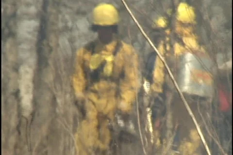 Firemen Through Heat Distortion Stock Footage 297529