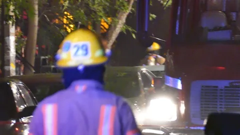 Firemen walking at intervention Stock Footage 116102687