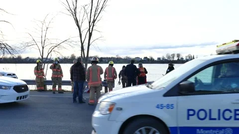 Firemen at water rescue intervention Stock Footage 139658796