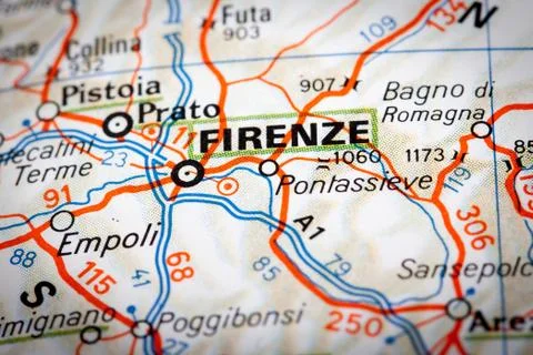 Firenze on a road map Stock Photos