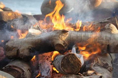 Firepit with Burning Paper Stock Photos