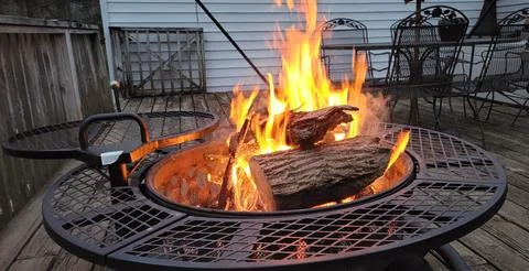Firepit on Deck Stock Photos