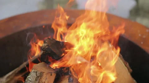 Firepit Slow Motion Close Up Video stock 66350863