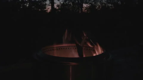 Firepit Timelapse at Sunset to Night, Establishing Shot Stock Footage 219369967