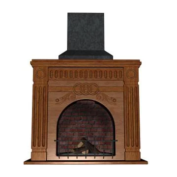 Fireplace - 3D render Stock Illustration
