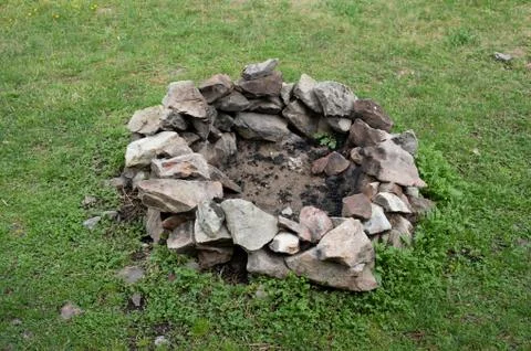 Fireplace and campfire ring Stock Photos