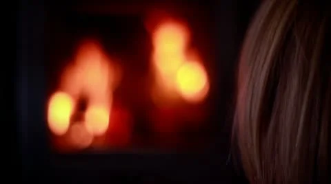 Fireplace And A Child Video stock 8981266