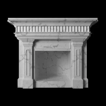 Fireplace on a Black Background Front View, 3d illustration Stock Illustration