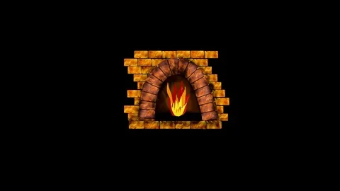 Fireplace in brick wall Stock Footage 82110388
