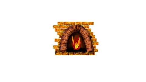 Fireplace in brick wall Stock Footage 82110389