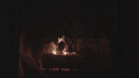 Fireplace Burning Center Видео 124939740