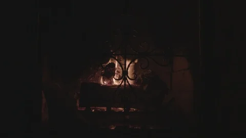 Fireplace Burning Center Видео 124941083