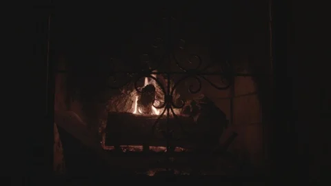 Fireplace Burning Center Видео 124942584