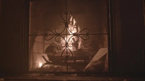 Fireplace Burning Center Видео 124944083