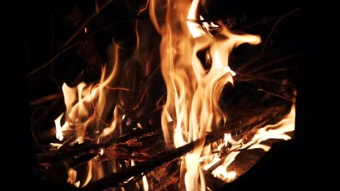 Fireplace burning in a chalet's garden Stock Footage 203898182