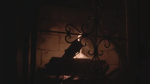 Fireplace Burning CU Video stock 125133744