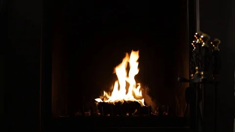 Fireplace burning, Dolly in Stock Footage 94148189