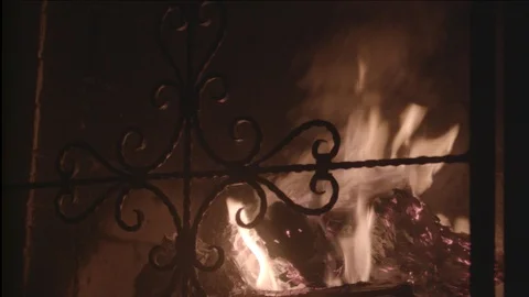 Fireplace Burning ECU Vidéo 125128357