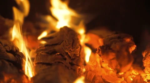 Fireplace with burning fire Stock Footage 58051760