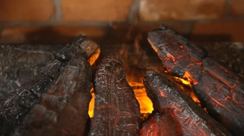Fireplace with burning fire Stock Footage 58066783