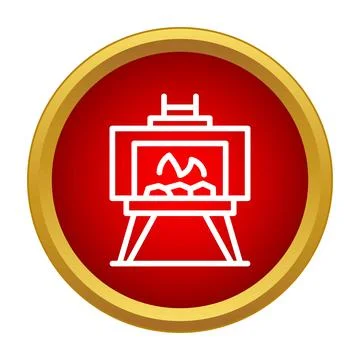 Fireplace with burning fire line icon concept Stock Illustration