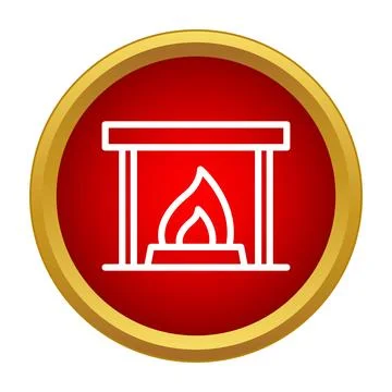 Fireplace with burning flame outline icon Stock Illustration