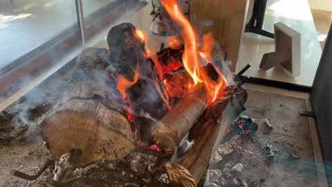 A fireplace burning Stock Footage 311681855