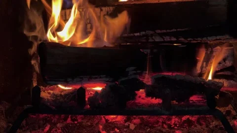 Fireplace Burning Logs Close Up A001 01181538 C091 Stock Footage 327236934