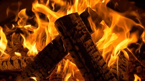 Fireplace, Burning logs, fire Stock Footage 98550505