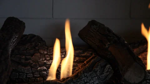 Fireplace burning with pan Stock-Footage 35219091